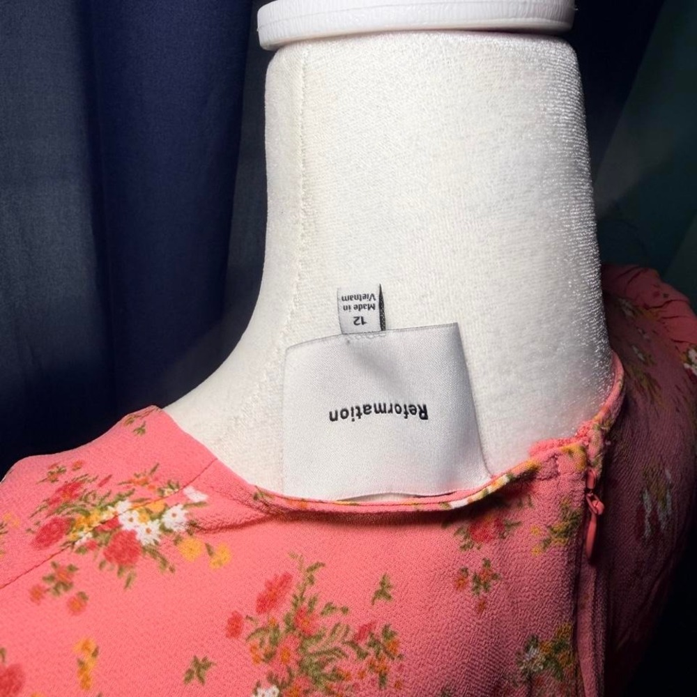 NWOT Reformation Mya V-Neck Floral Dress In Pink Size 12 - Picture 5 of 7